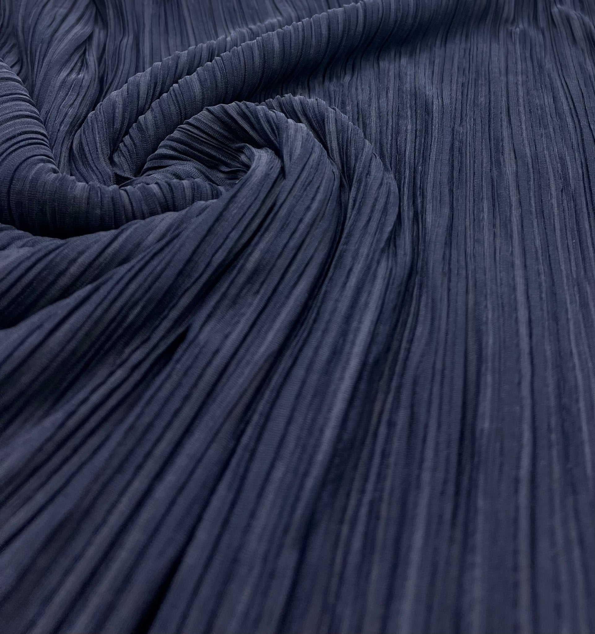 Navy Wide Pleated Plisse Stretch Fabric - T9 Fabrics